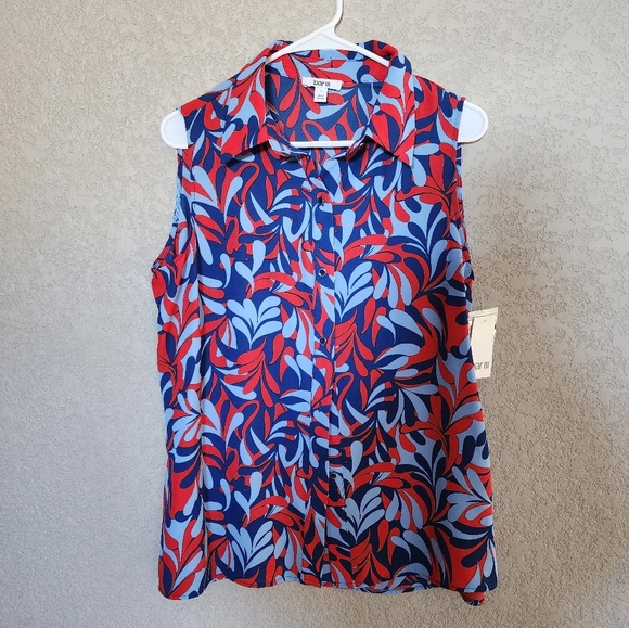 Bar III Printed Sleeveless Button Down Shirt Size LARGE new With Tags - Picture 6 of 7